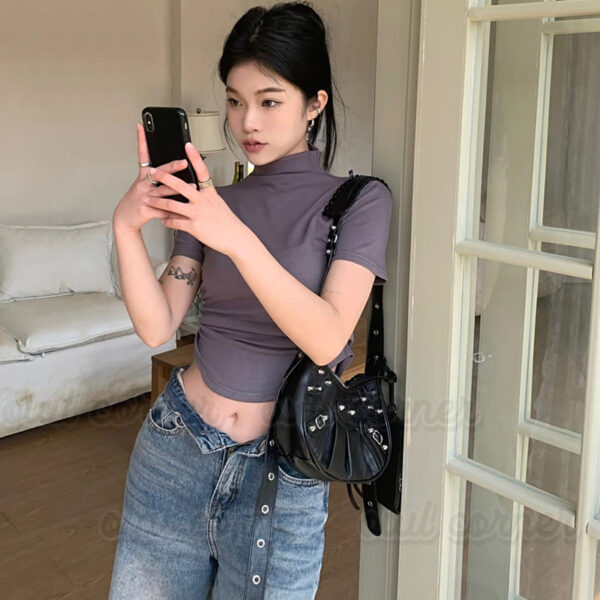 Áo Thun Nữ Croptop Nữ CỔ LỌ VẠT BẦU Kiểu Ôm Body | ATNU164