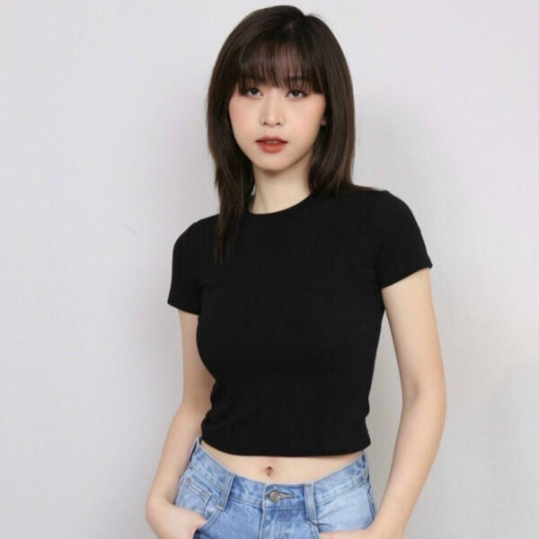 Áo thun nữ croptop tay ngắn dáng ôm body cổ tròn Chất liệu Cao Cấp | ATNU138