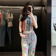 Áo Thun Nữ Croptop Tay Ngắn In Chữ Màu Xám | ATNU152