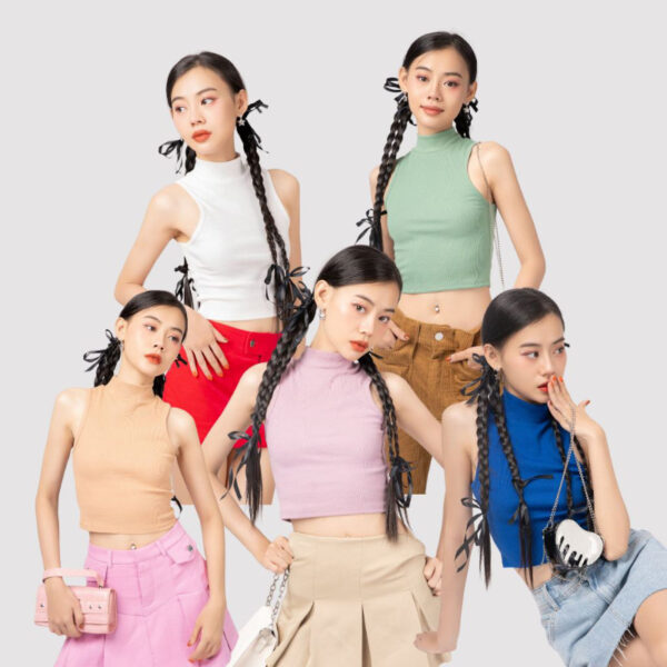 Áo thun Nữ croptop vải trơn thun gân sát nách | ATNU141