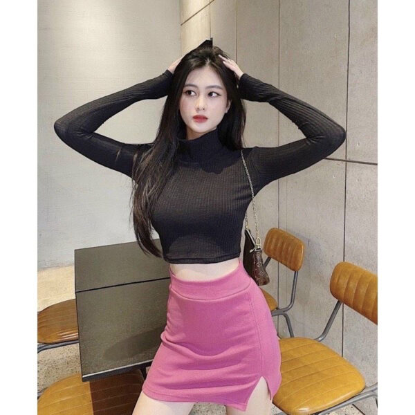 Áo thun tay dài cổ trơn Croptop | ATNU185
