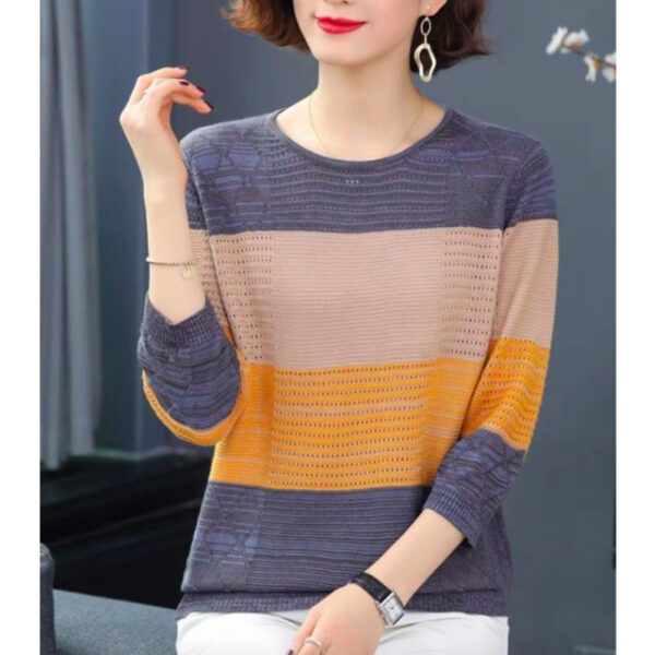 Áo thun tay dài dáng rộng phong cách phương tây thời trang cho phụ nữ trung niên | ATNU129