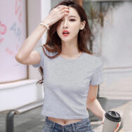 Áo thun Nữ croptop cổ tròn tay ngắn 7 màu cotton lạnh | ATNU187