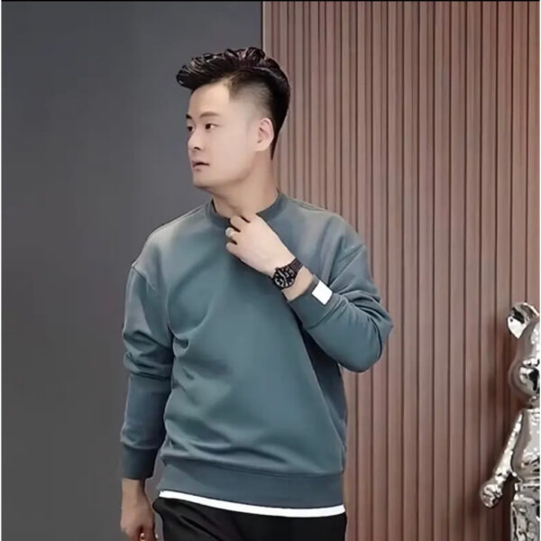 Áo Nỉ Nam UMA MEN Phối Hai Vạt, Chất Liệu Nỉ Da Cá Co Giãn Mềm Mỏng Ấm Áp Dài Tay Cổ Tròn FSM338