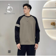 Áo Nỉ Nam UMA MEN Phối Kẻ Tay New Chất Liệu Nỉ Da Cá Co Giãn Mềm Ấm Dài Tay Cổ Tròn Thanh Lịch FSM340