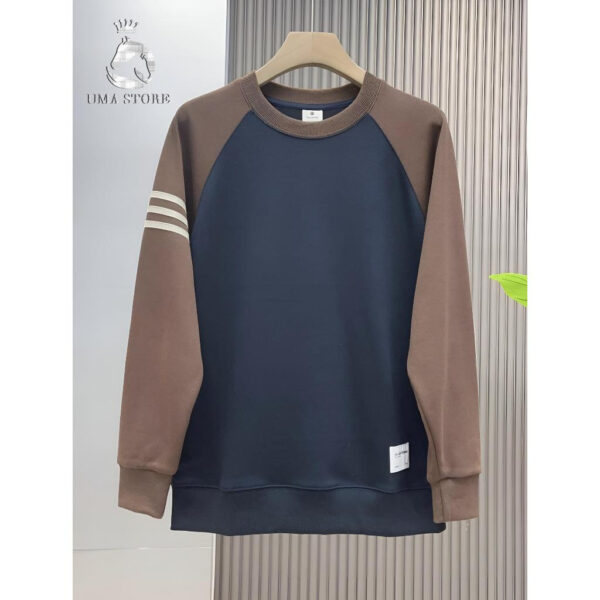 Áo Nỉ Nam UMA MEN Phối Kẻ Tay New Chất Liệu Nỉ Da Cá Co Giãn Mềm Ấm Dài Tay Cổ Tròn Thanh Lịch FSM340