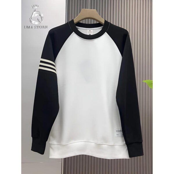 Áo Nỉ Nam UMA MEN Phối Kẻ Tay New Chất Liệu Nỉ Da Cá Co Giãn Mềm Ấm Dài Tay Cổ Tròn Thanh Lịch FSM340
