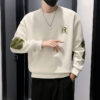 Áo Nỉ Nam UMA MEN Thêu Chữ R Chất Liệu Nỉ Da Cá Mềm Mịn Dài Tay Cổ Tròn Unisex Vá Khủy Tay FSM339
