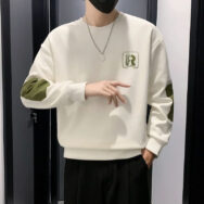 Áo Nỉ Nam UMA MEN Thêu Chữ R Chất Liệu Nỉ Da Cá Mềm Mịn Dài Tay Cổ Tròn Unisex Vá Khủy Tay FSM339