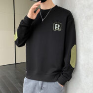 Áo Nỉ Nam UMA MEN Thêu Chữ R Chất Liệu Nỉ Da Cá Mềm Mịn Dài Tay Cổ Tròn Unisex Vá Khủy Tay FSM339