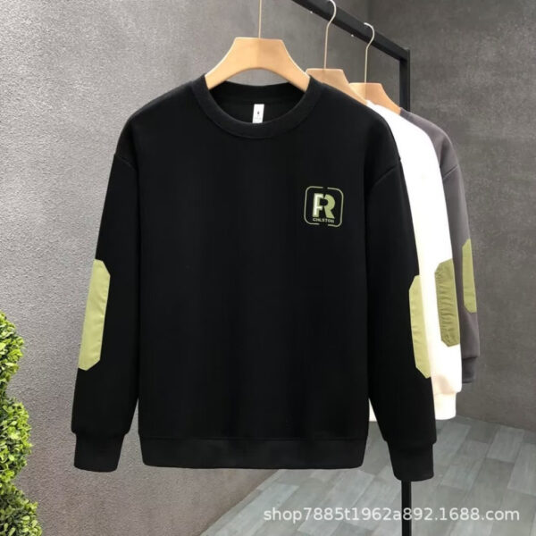 Áo Nỉ Nam UMA MEN Thêu Chữ R Chất Liệu Nỉ Da Cá Mềm Mịn Dài Tay Cổ Tròn Unisex Vá Khủy Tay FSM339