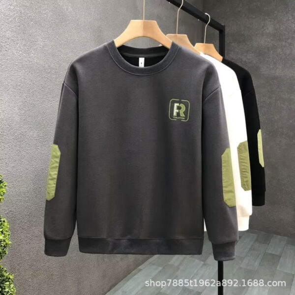 Áo Nỉ Nam UMA MEN Thêu Chữ R Chất Liệu Nỉ Da Cá Mềm Mịn Dài Tay Cổ Tròn Unisex Vá Khủy Tay FSM339