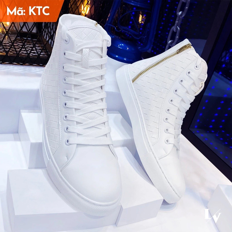 Giày Sneaker Nam Trắng đế cao