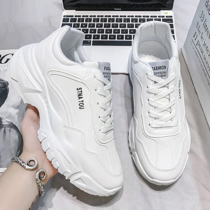 Giày Sneaker Nam Trắng đế cao