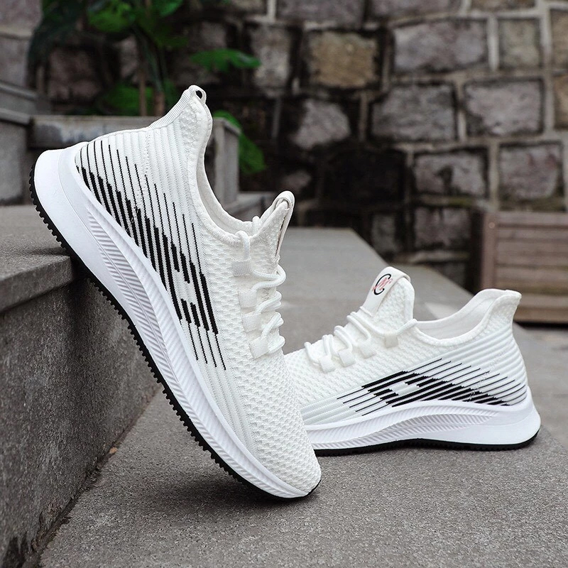 Giày Sneaker Nam Trắng đế cao