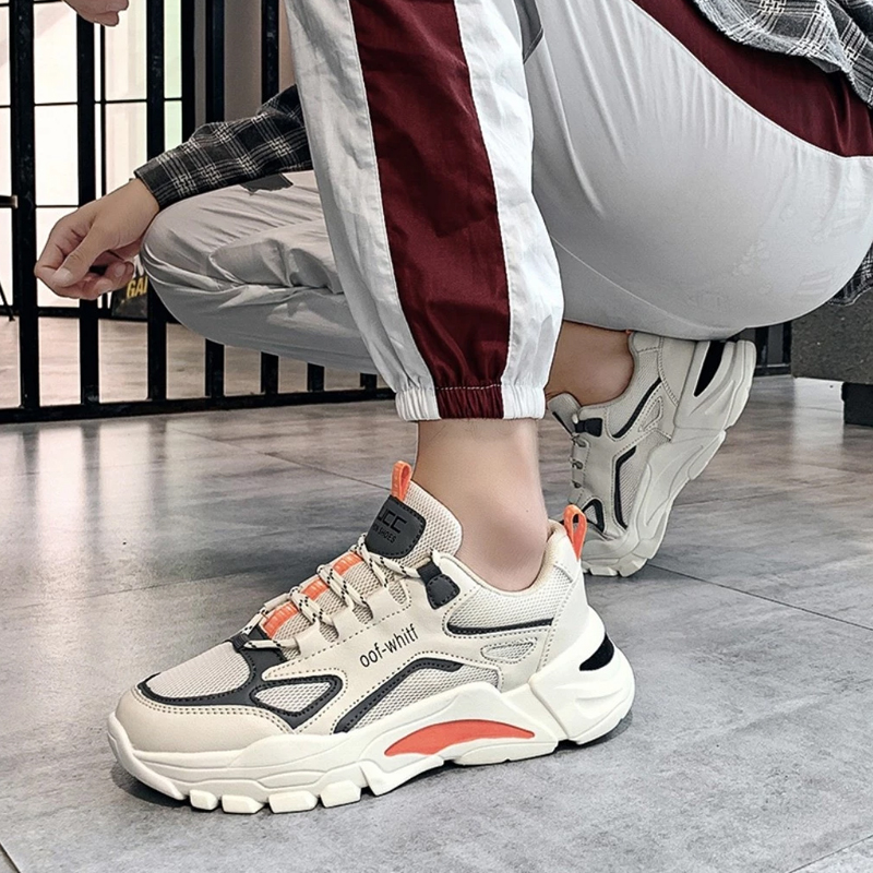 Giày Sneaker Nam Trắng đế cao