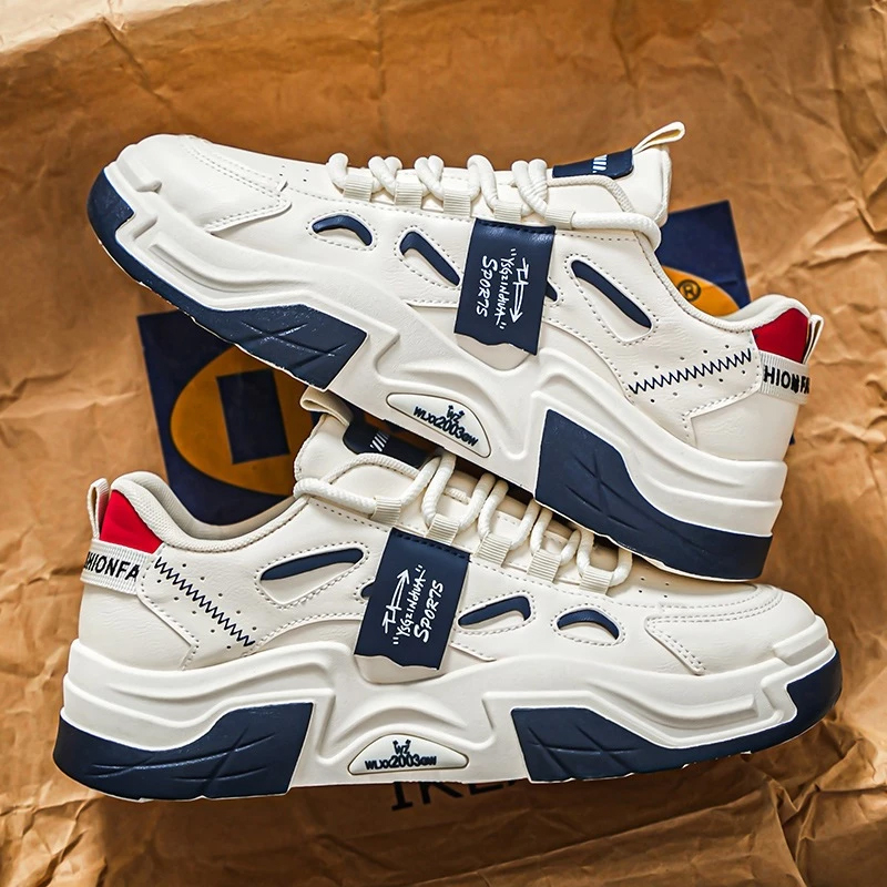 Giày Sneaker Nam Trắng đế cao