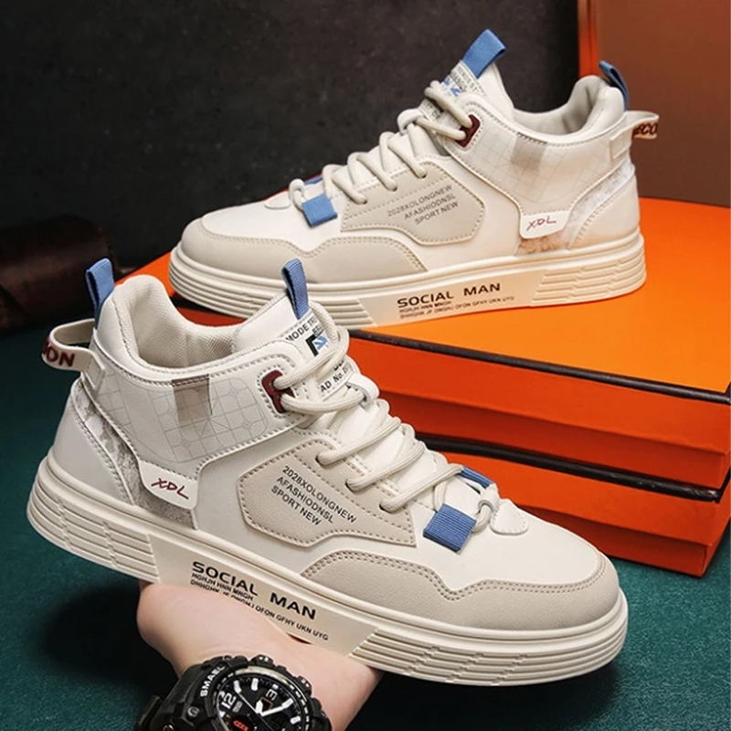 Giày Sneaker Nam Trắng đế cao
