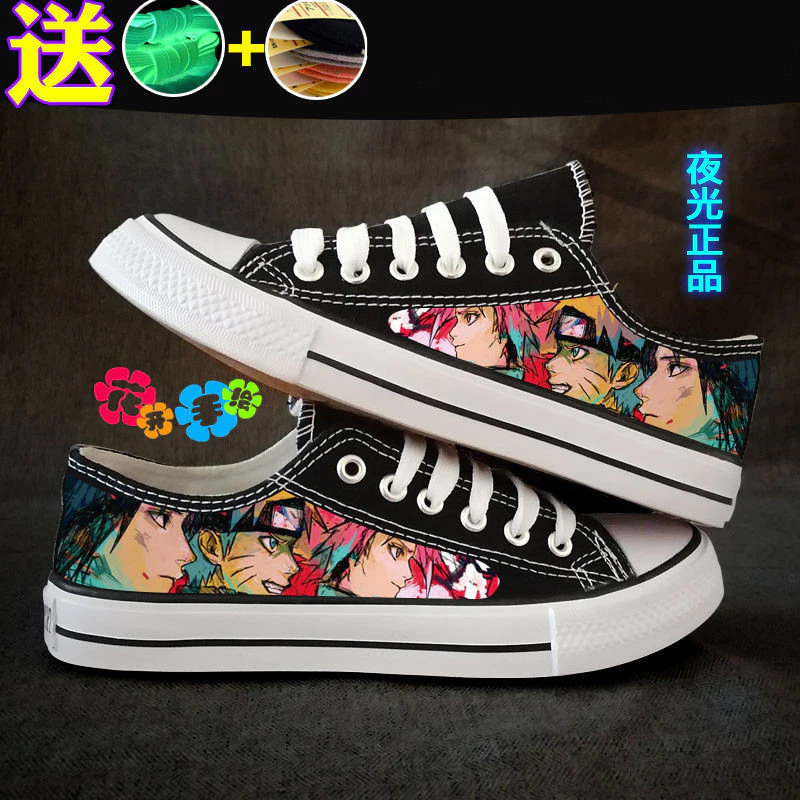 Giày vải canvas cổ thấp thoáng khí mùa xuân cho nam giày sneaker thời trang giày anime Naruto One Piece cho sinh viên giày phát sáng trong bóng tối