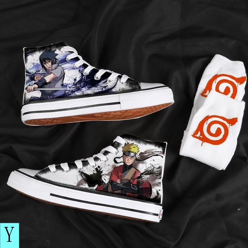 Giày Thể Thao Canvas Cổ Cao In Họa Tiết Graffiti Naruto Thời Trang Xuân Hè 2022 Phong Cách Hàn Quốc Cho Nam