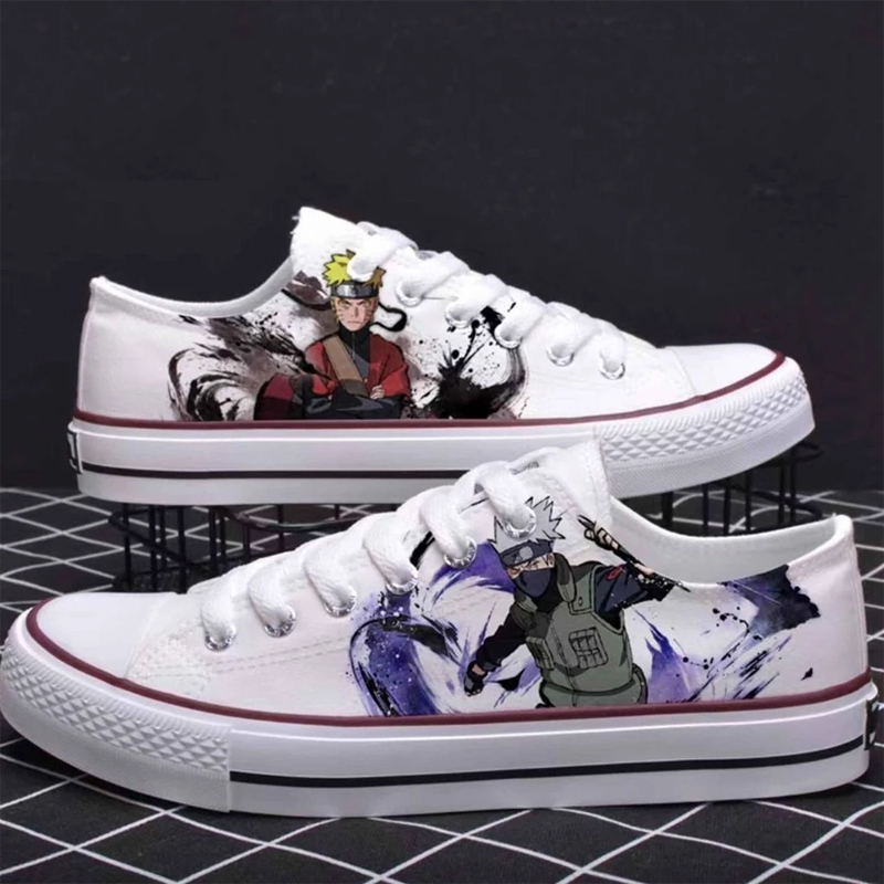 Giày vải nam nữ cổ thấp Naruto Giày chung sinh viên Naruto Sasuke Graffiti Kakashi Giày thể thao nam nữ