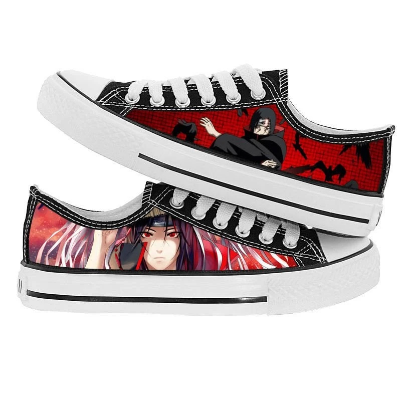Giày Shadow Ninja in hình graffiti Giày vải học sinh thấp cổ Naruto Sasuke Giày thể thao hoạt hình trẻ em Độc Đoán IEVZ