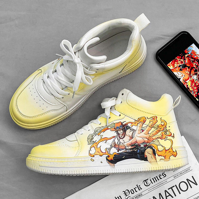 Giày thể thao One Piece Co-Branded Luffy Ace 2023 Phong cách mới mùa thu Giày cao cấp thông thường phù hợp cho cặp đôi Giày hợp thời trang