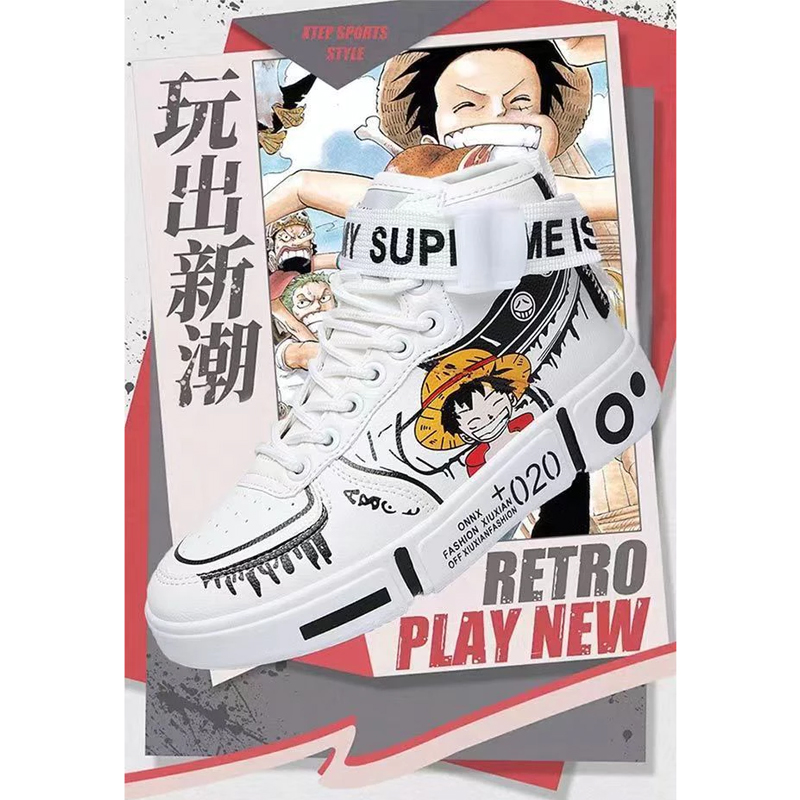 Giày Thể Thao Cổ Cao Họa Tiết Anime One Piece Cá Tính Dành Cho Nam