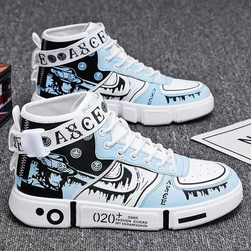 Giày Sneaker Cổ Cao In Hình One Piece Độc Đáo