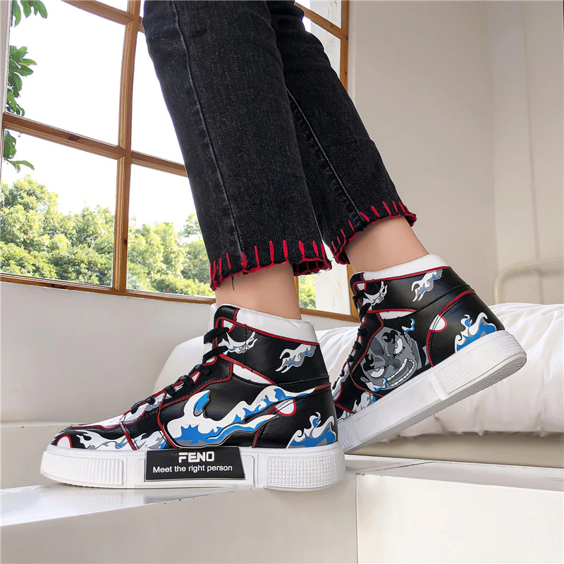 Giày sneaker nam thoáng khí thoải mái anime One Piece Monkey D. Luffy